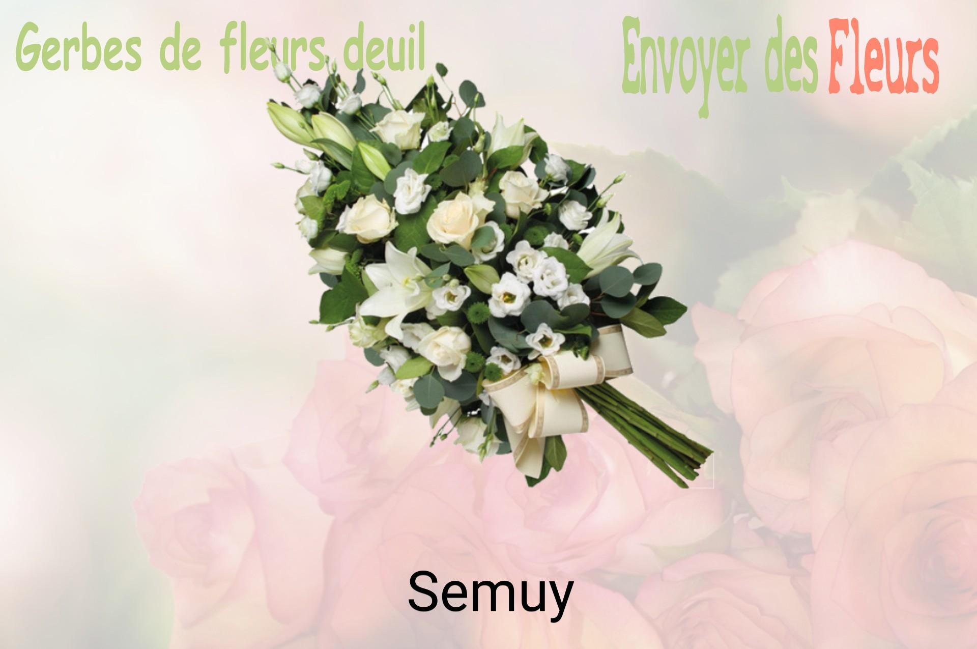 Gerbe de fleurs de deuil livrée à Semuy
